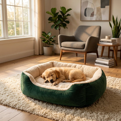 Ultra-Soft Velvet Oval Pet Cave Bed