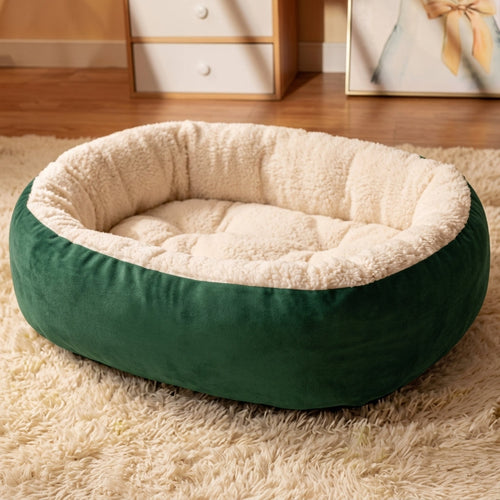 Ultra-Soft Velvet Oval Pet Cave Bed